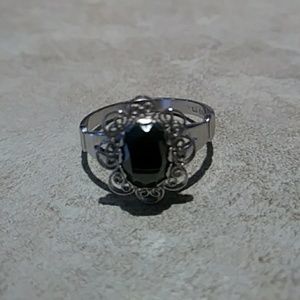 Vintage WM Sterling silver & onyx ring